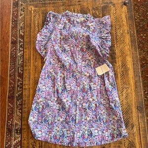 JODIFL Vibrant Floral Dress with Ruffle Shoulders